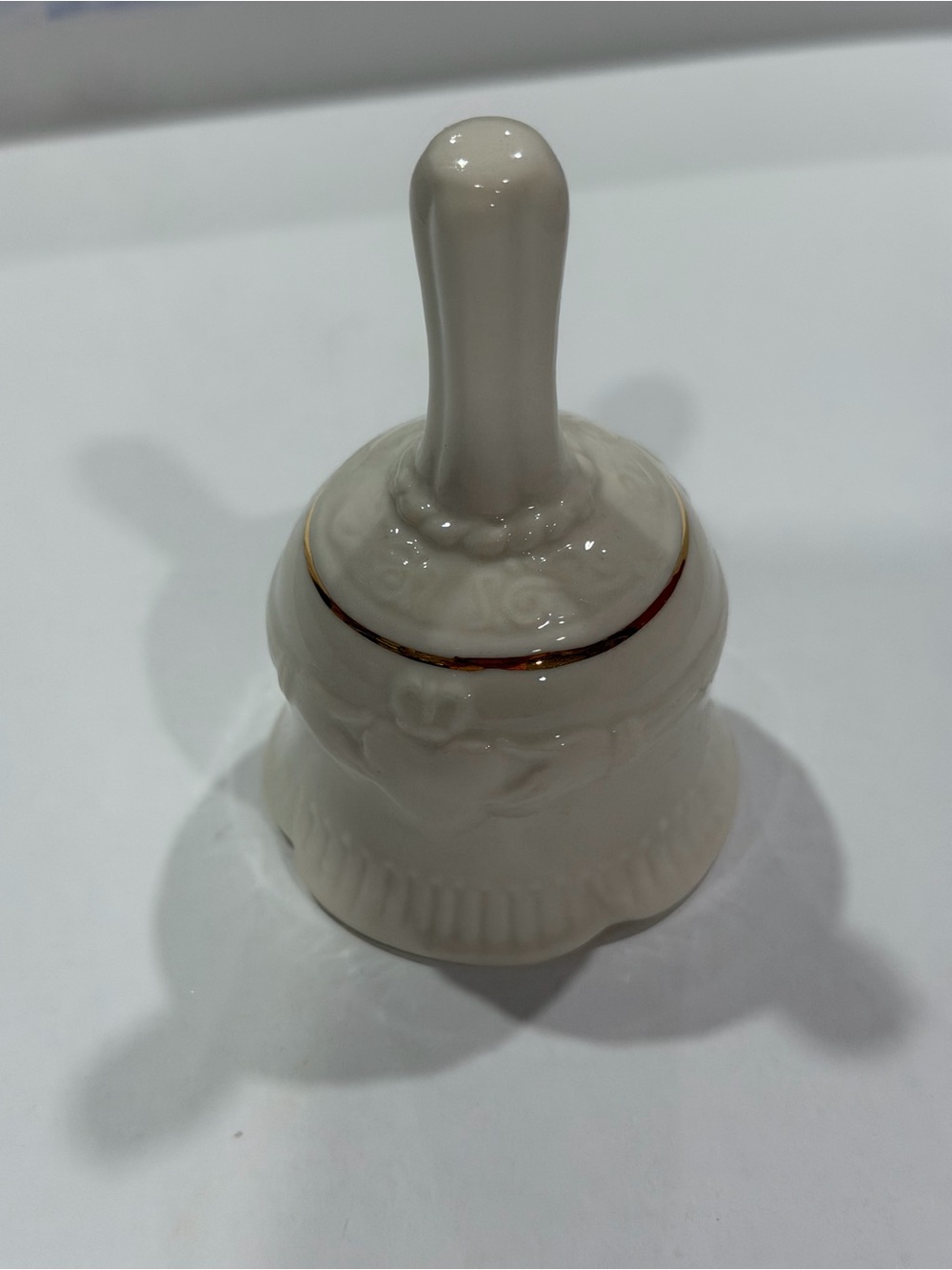 Belleek Cream Porcelain Bell with Gold Band